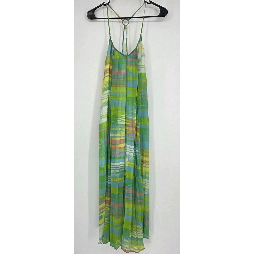 Tori Richard Pleated Maxi Dress 00 Abstract Striped Breezy